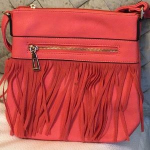 Coral fringe crossbody